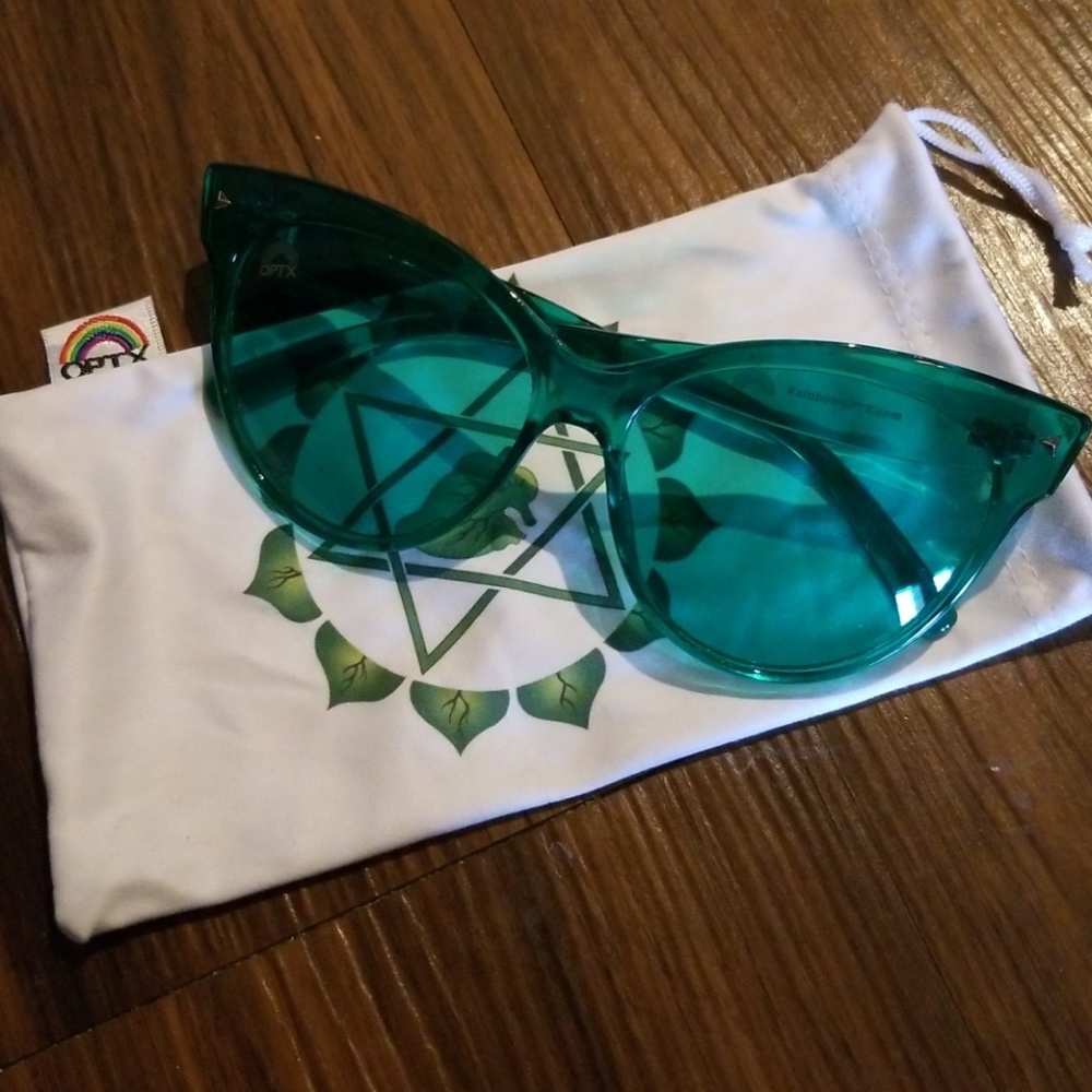 Rainbow Optx Green Cat Eye Sunglasses